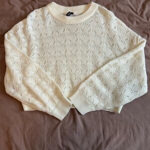 H&M Cream Open-Stitch Crewneck Sweater